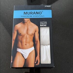 Murano Men's Cotton Stretch Bikini Briefs - White (3 Pack) #593 #594